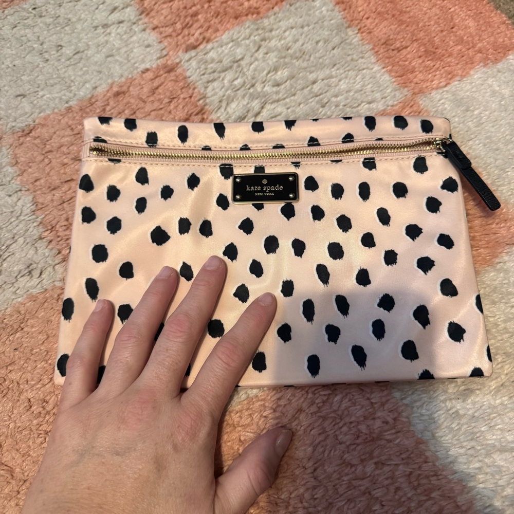 Kate Spade Black and Cream Polka Dot Pouch